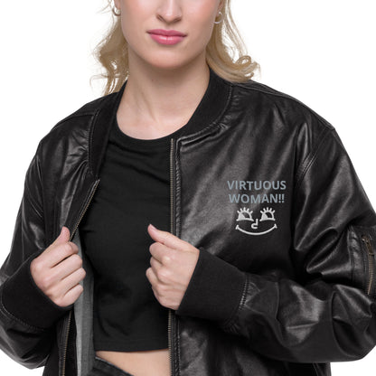 Virtuous Woman Leather Bomber Jacket