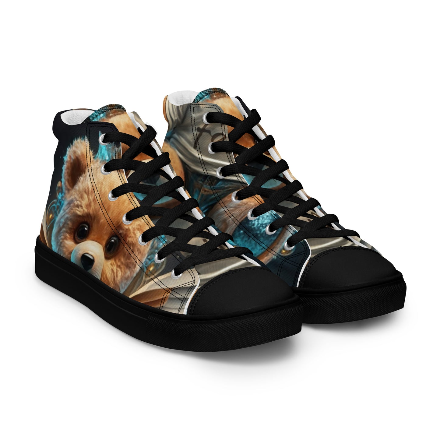 Angelic Teddy Bear Women’s high top canvas shoes