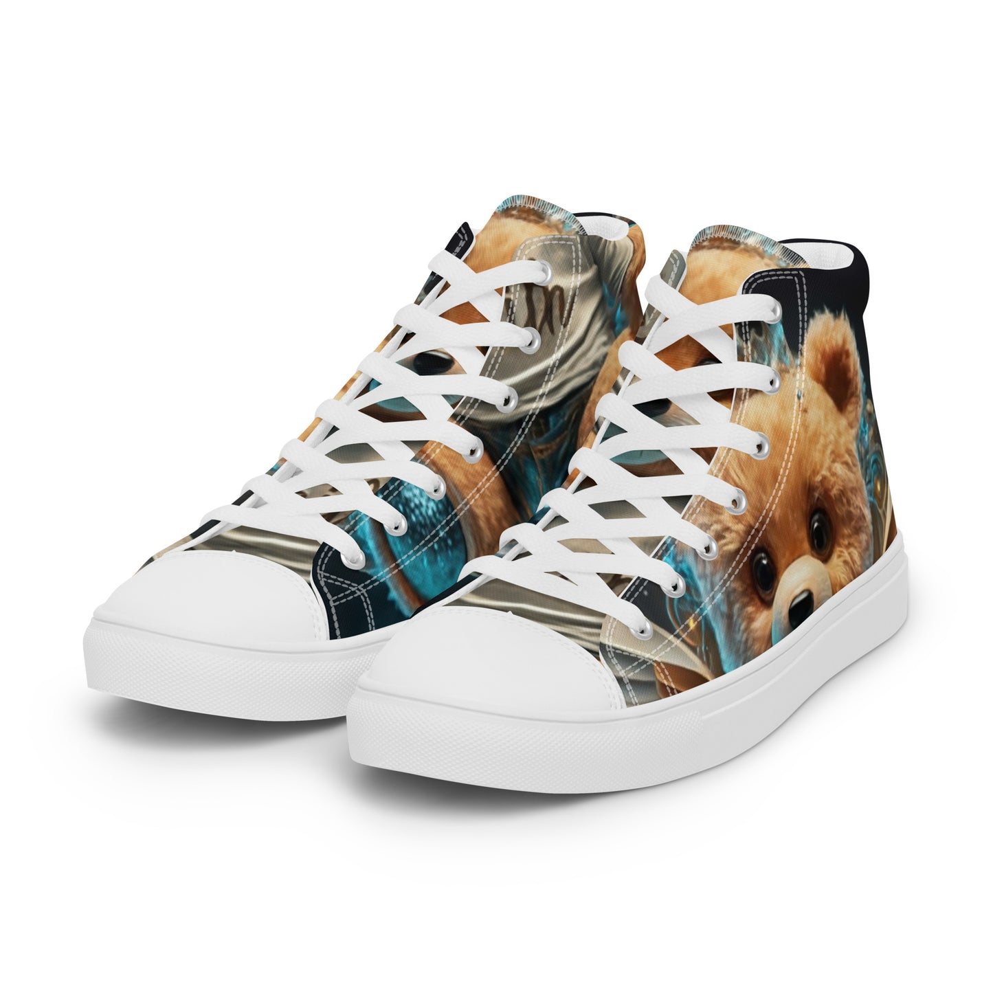 Angelic Teddy Bear Women’s high top canvas shoes