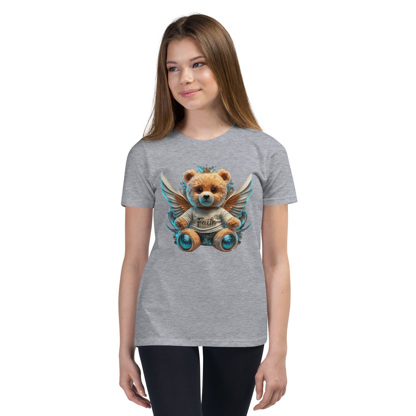 Angelic Teddy Bear Youth Short Sleeve T-Shirt