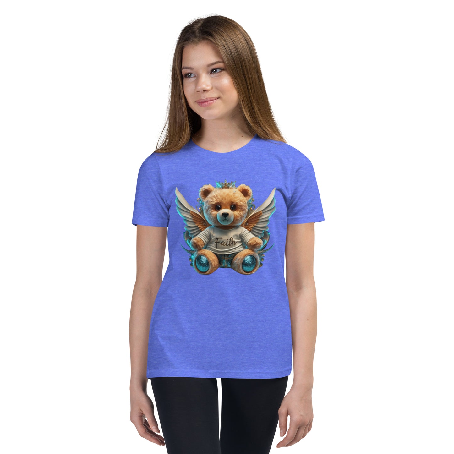 Angelic Teddy Bear Youth Short Sleeve T-Shirt