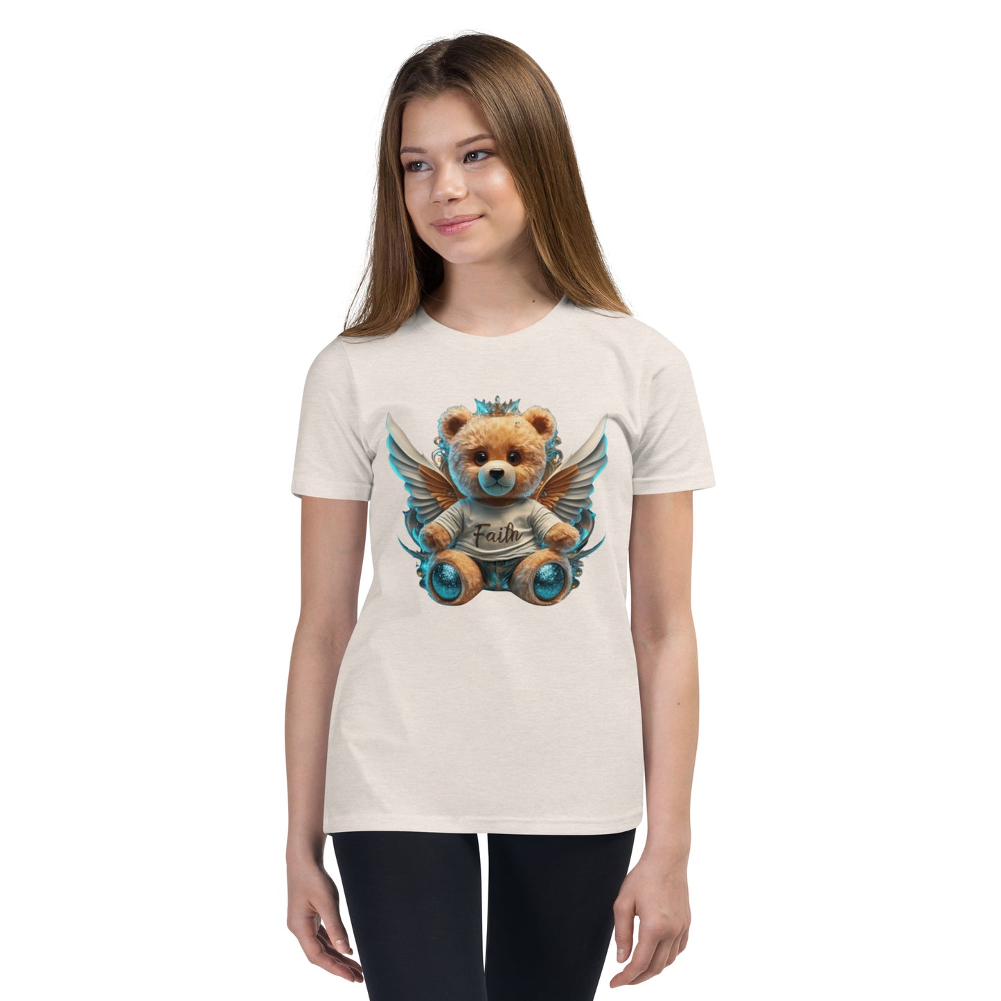 Angelic Teddy Bear Youth Short Sleeve T-Shirt