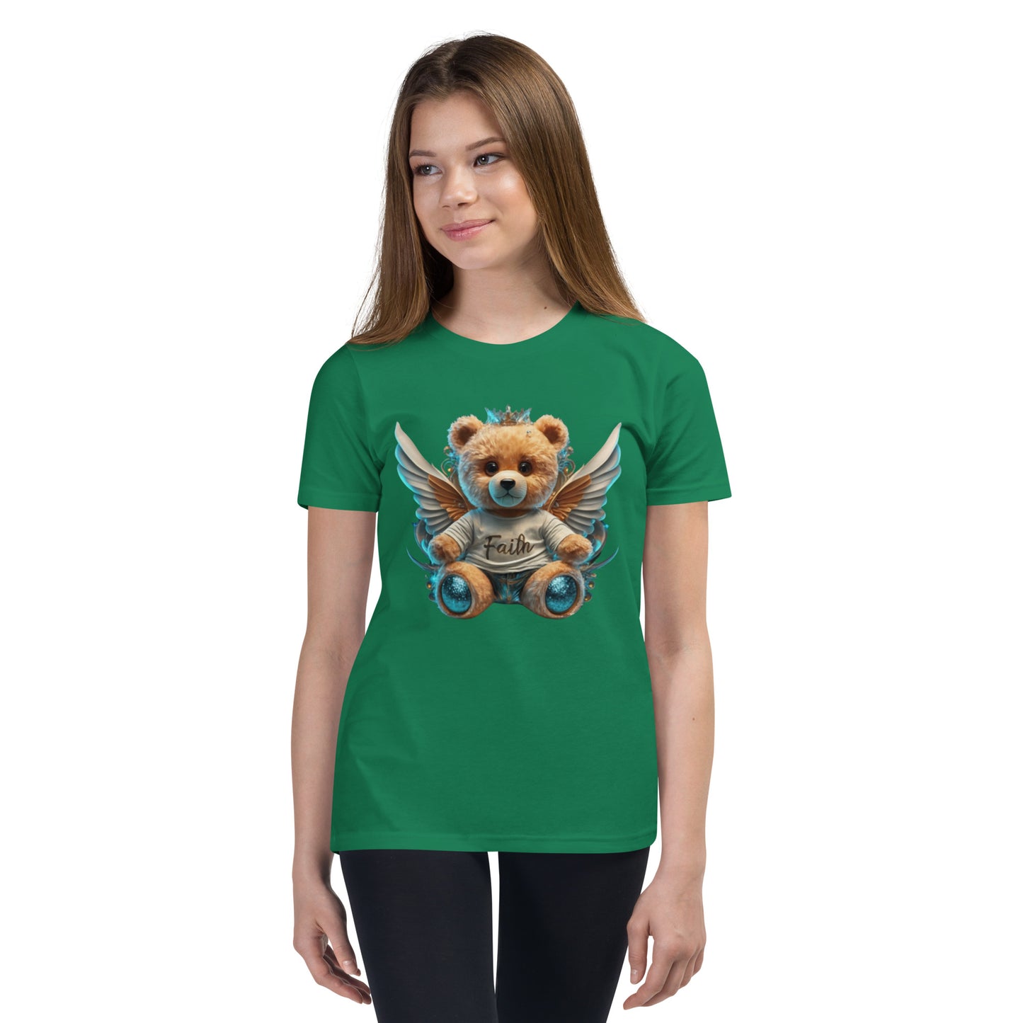 Angelic Teddy Bear Youth Short Sleeve T-Shirt