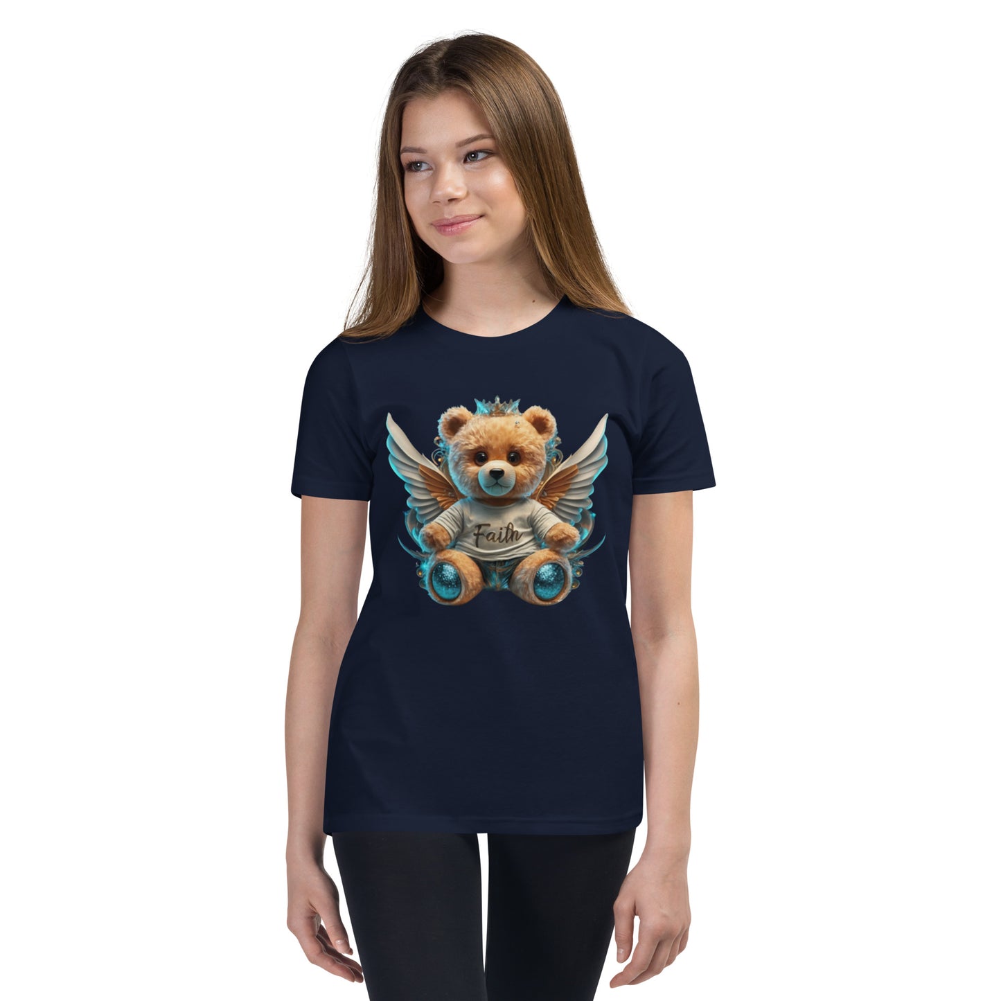 Angelic Teddy Bear Youth Short Sleeve T-Shirt