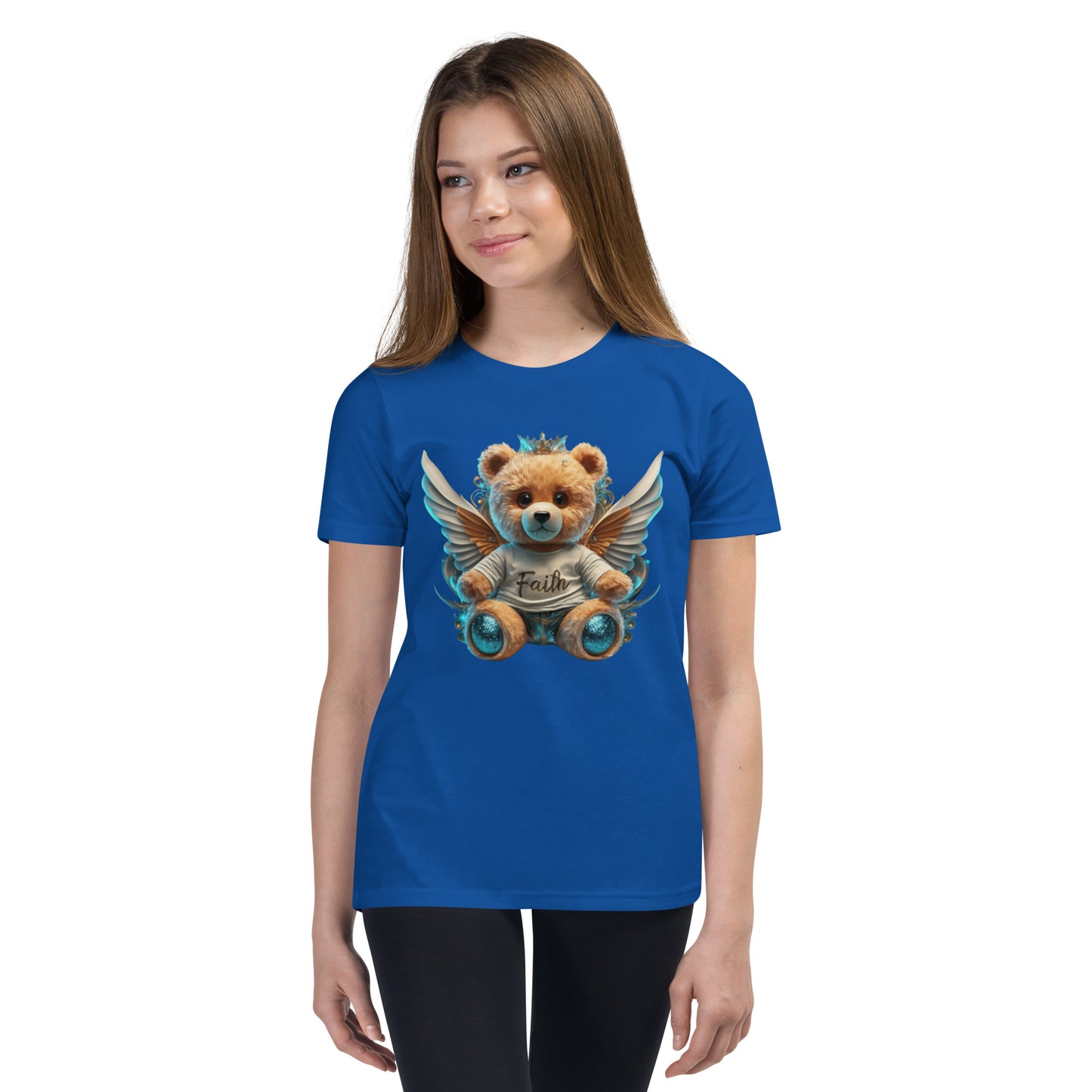 Angelic Teddy Bear Youth Short Sleeve T-Shirt